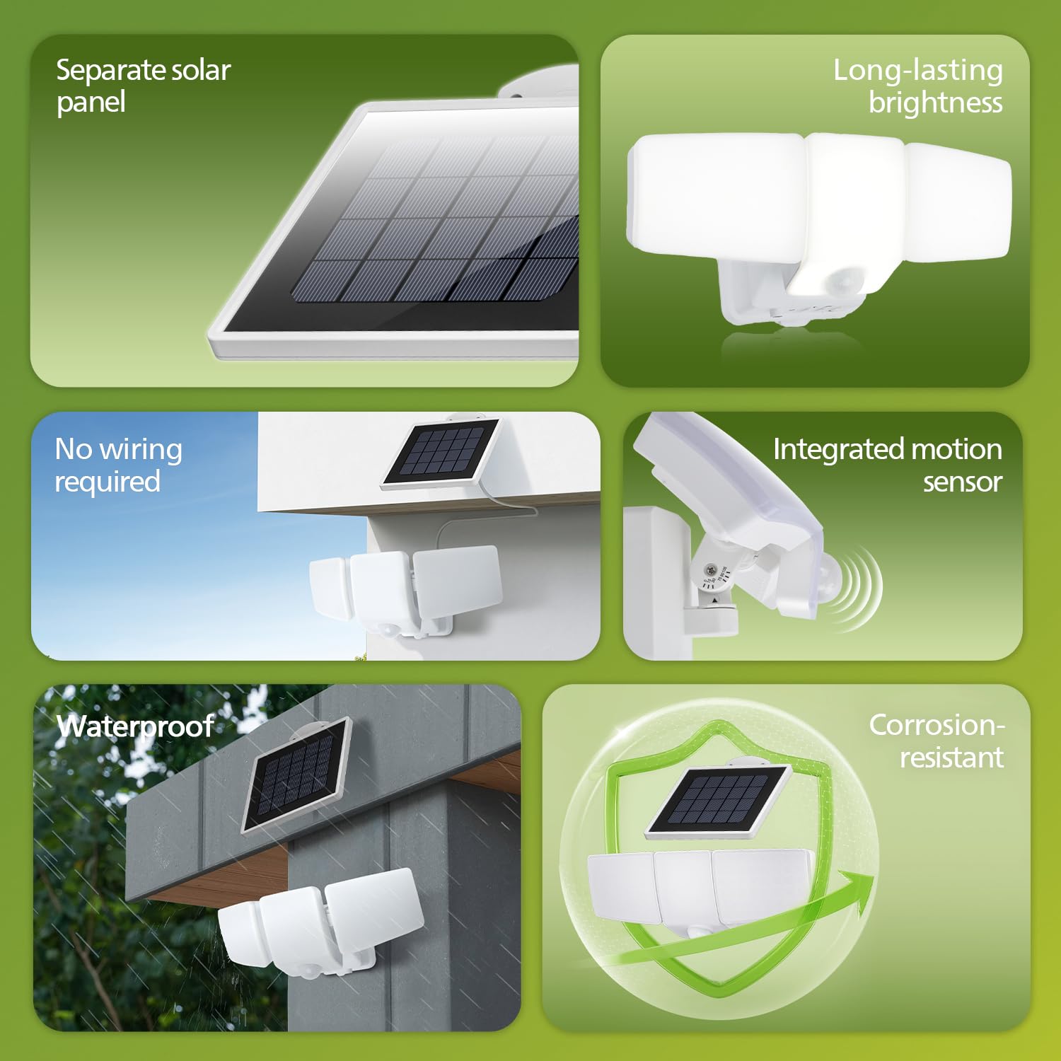 Philips 3600lm solar security light side view showing adjustable brightness option.