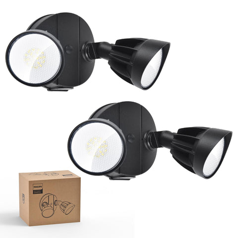 Philips 44W LED security flood light with dual heads for wide-area coverage.