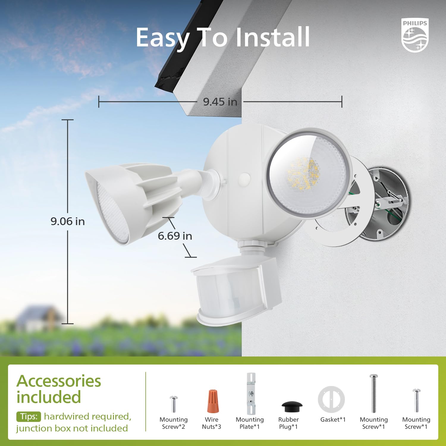 Philips LED reduces energy use compared with incandescent fixtures.