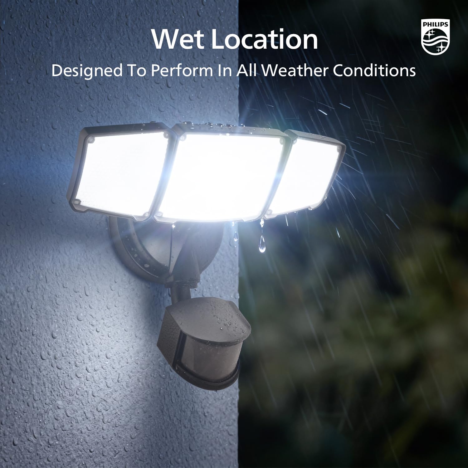 Three adjustable heads on Philips 72W LED security light