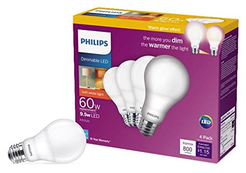 Philips A19 with E27 base fits standard fixtures