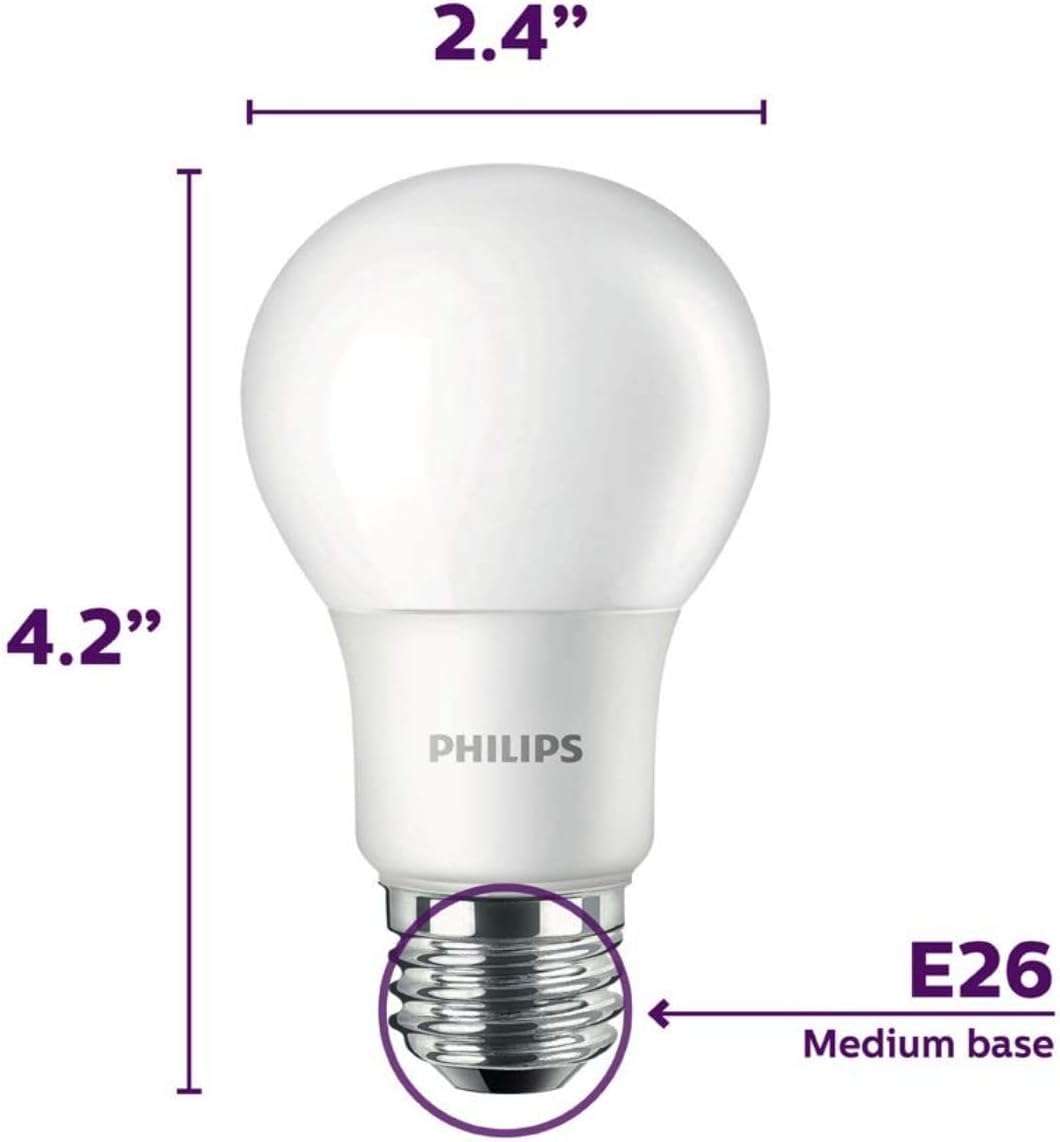Philips A19 LED daylight 5000K in-pack eight for bright task lighting.