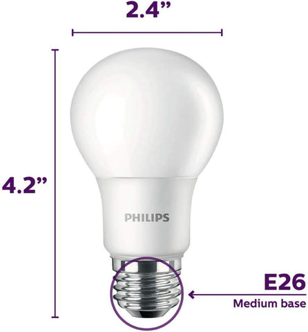 Philips A19 LED daylight 5000K in-pack eight for bright task lighting.
