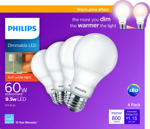 Philips A19 warm glow range shifts from 2700K to 2200K
