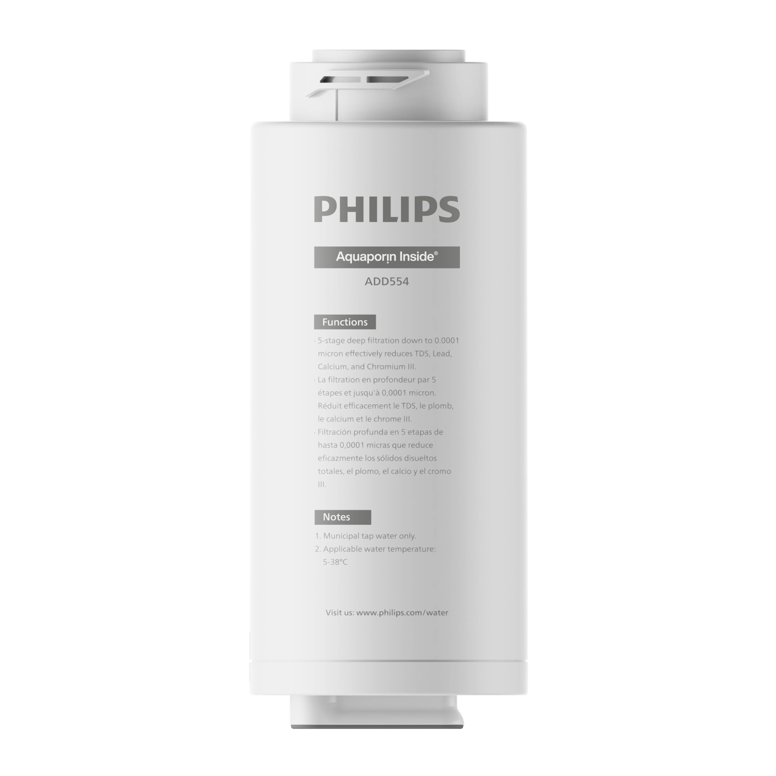 Philips ADD554 Aquaporin Inside filter mounted beside the countertop dispenser for clean-tasting water.