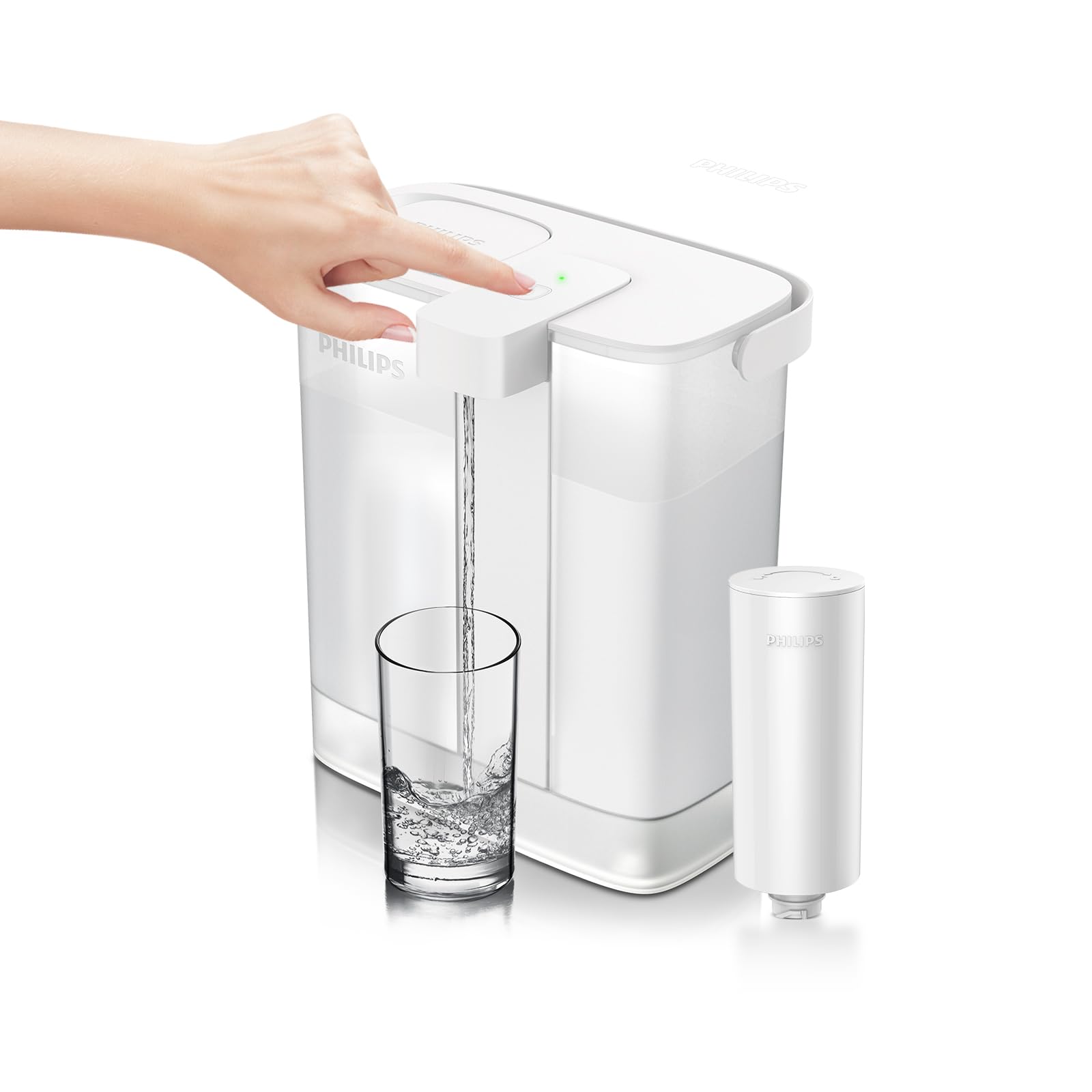 Philips ADD5902 fridge-door fit pitcher slides into the fridge for space-saving convenience.