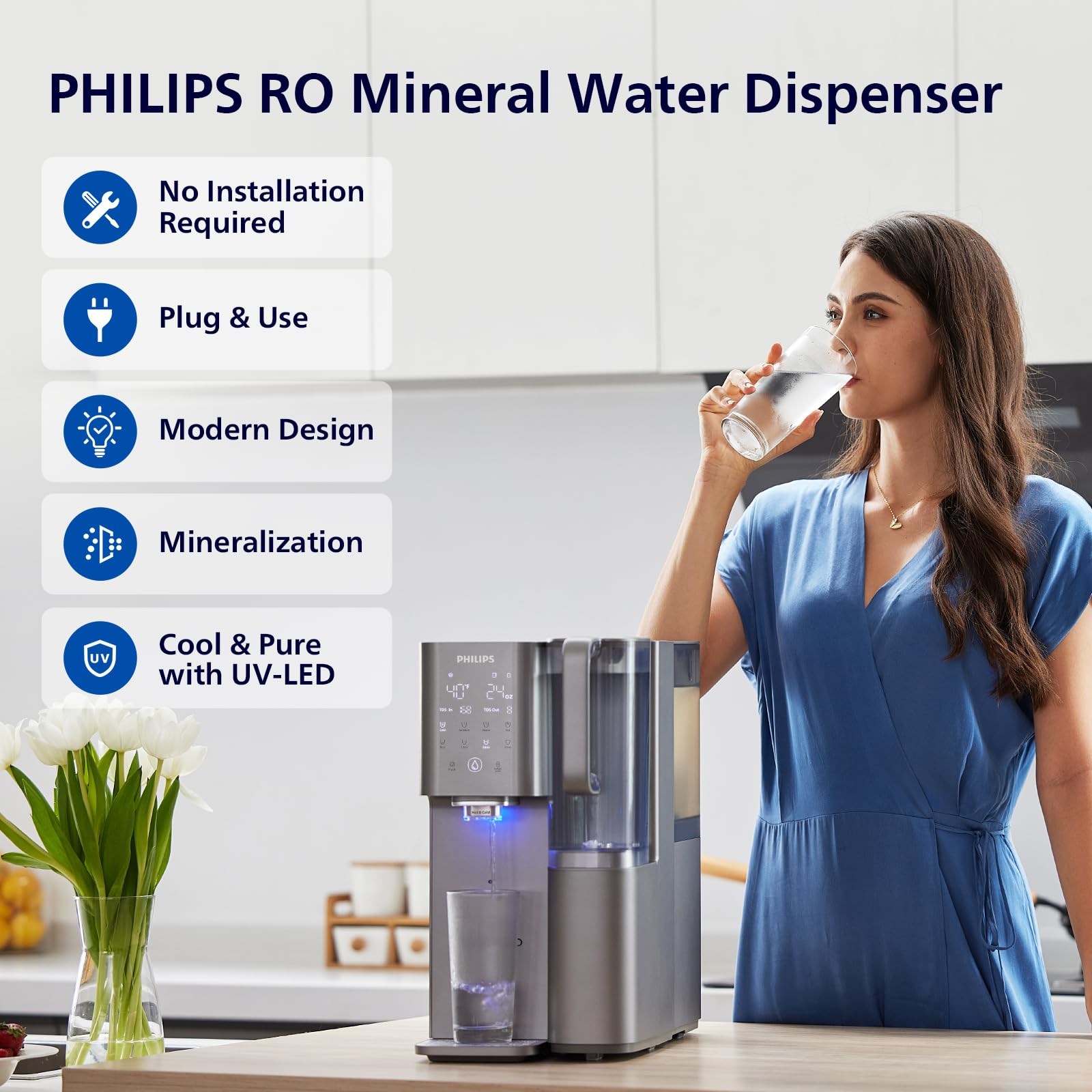 Philips ADD6928DG/37 portable filtered jug included for on-the-go hydration.