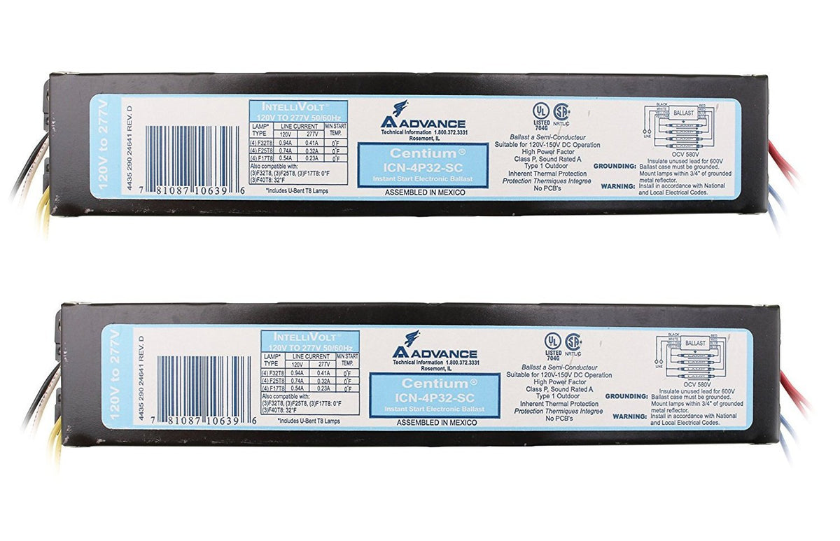 Philips Advance ICN4P32N ballast for four-lamp T8, 120/277V, energy-efficient lighting