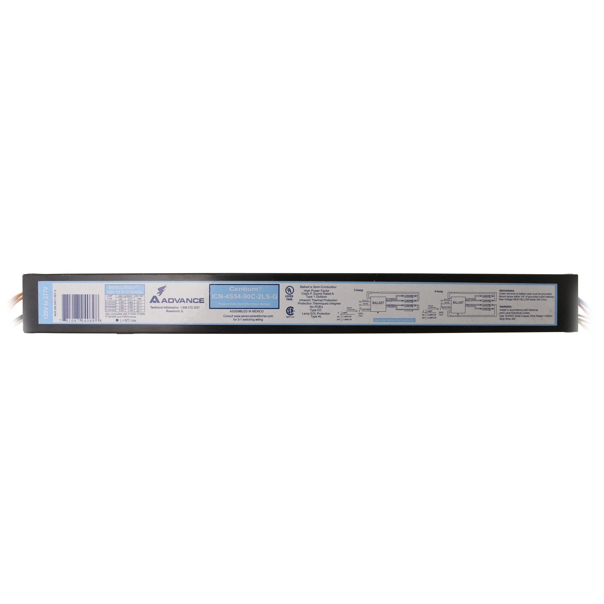 Philips Advance ICN4S5490C2LSG 4-lamp ballast for T5/HO enables efficient, reliable lighting in commercial spaces.