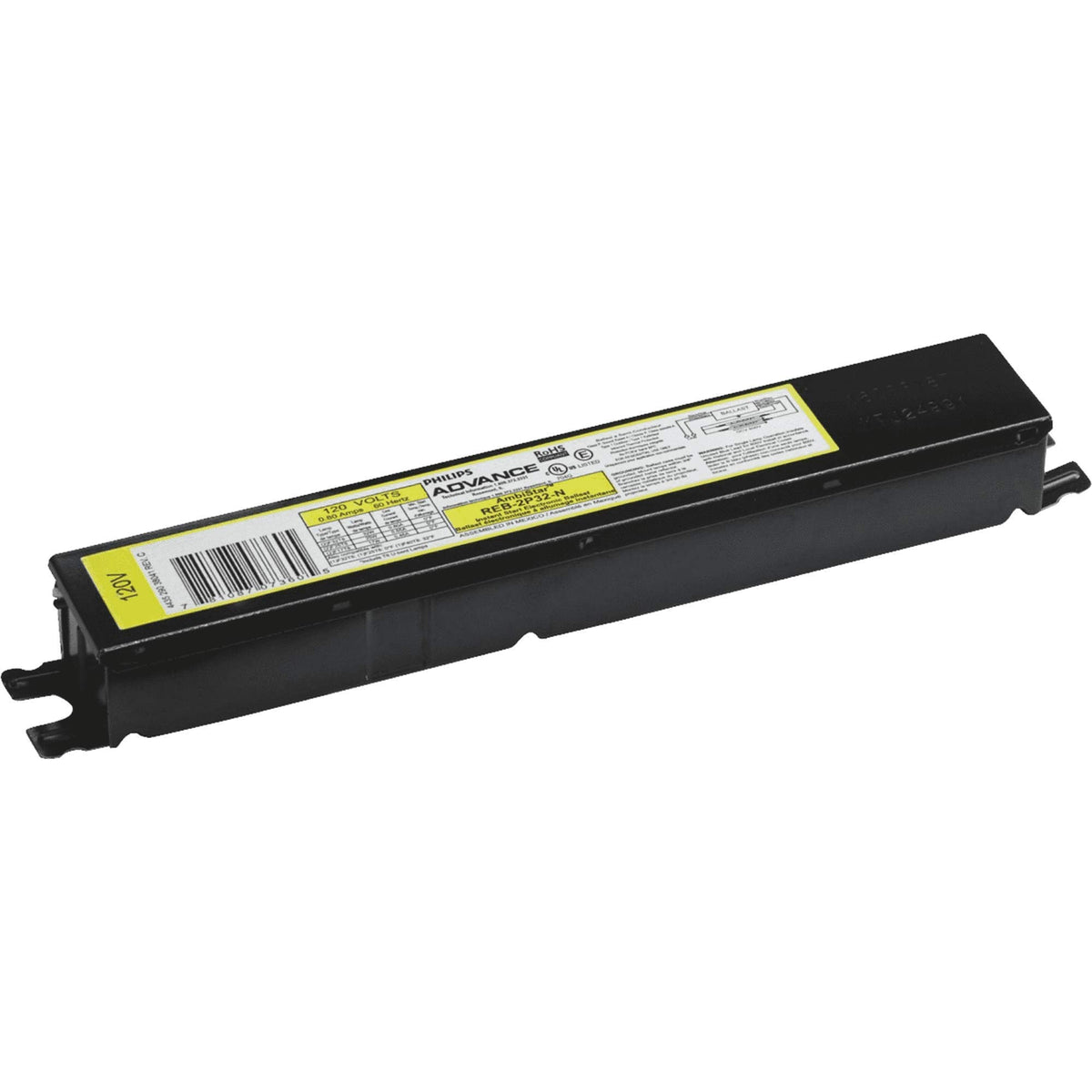 Philips AmbiStar 120V 2-lamp T8 ballast with black housing for reliable home lighting
