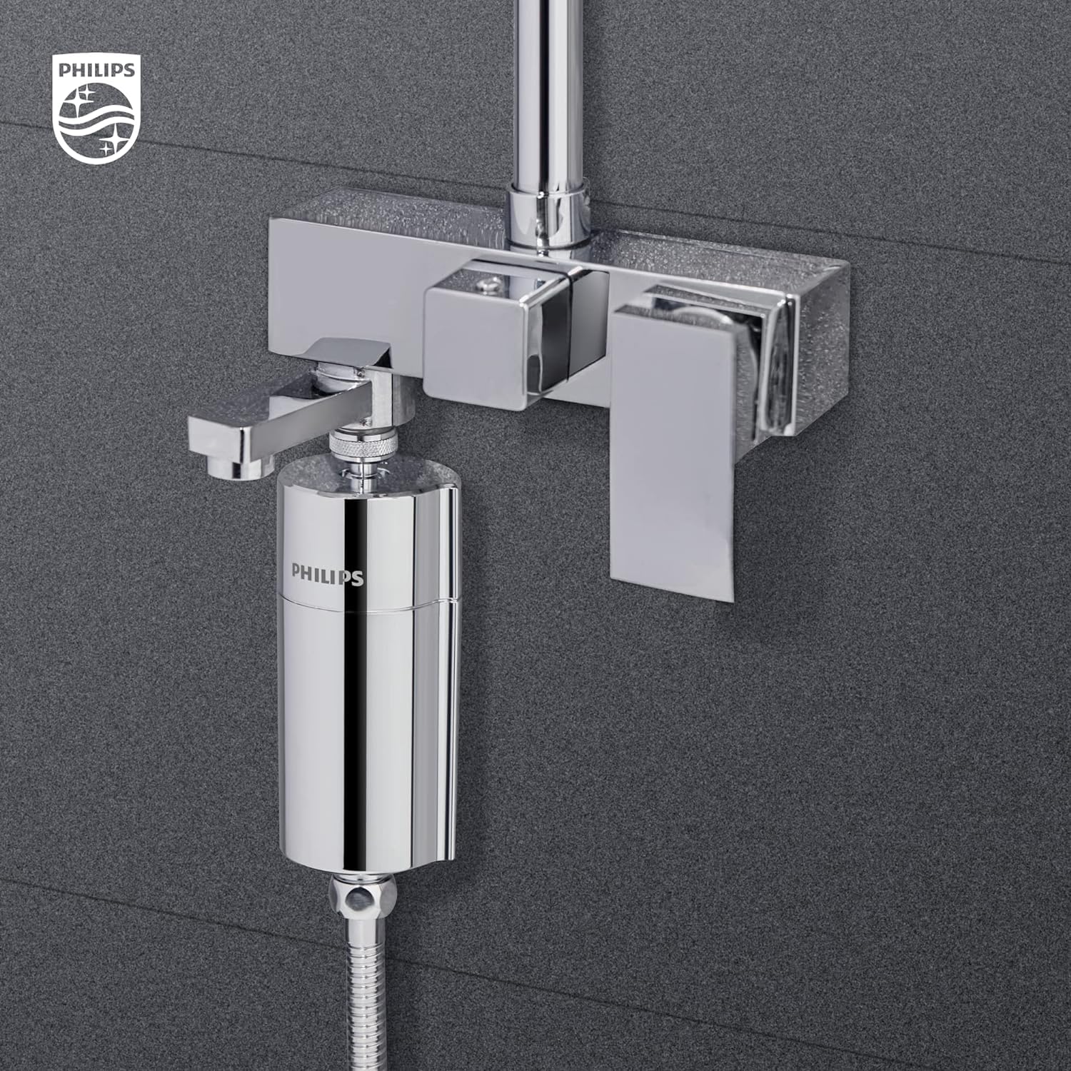 Chrome finish detail of Philips AWP1775CH complements modern bathrooms.