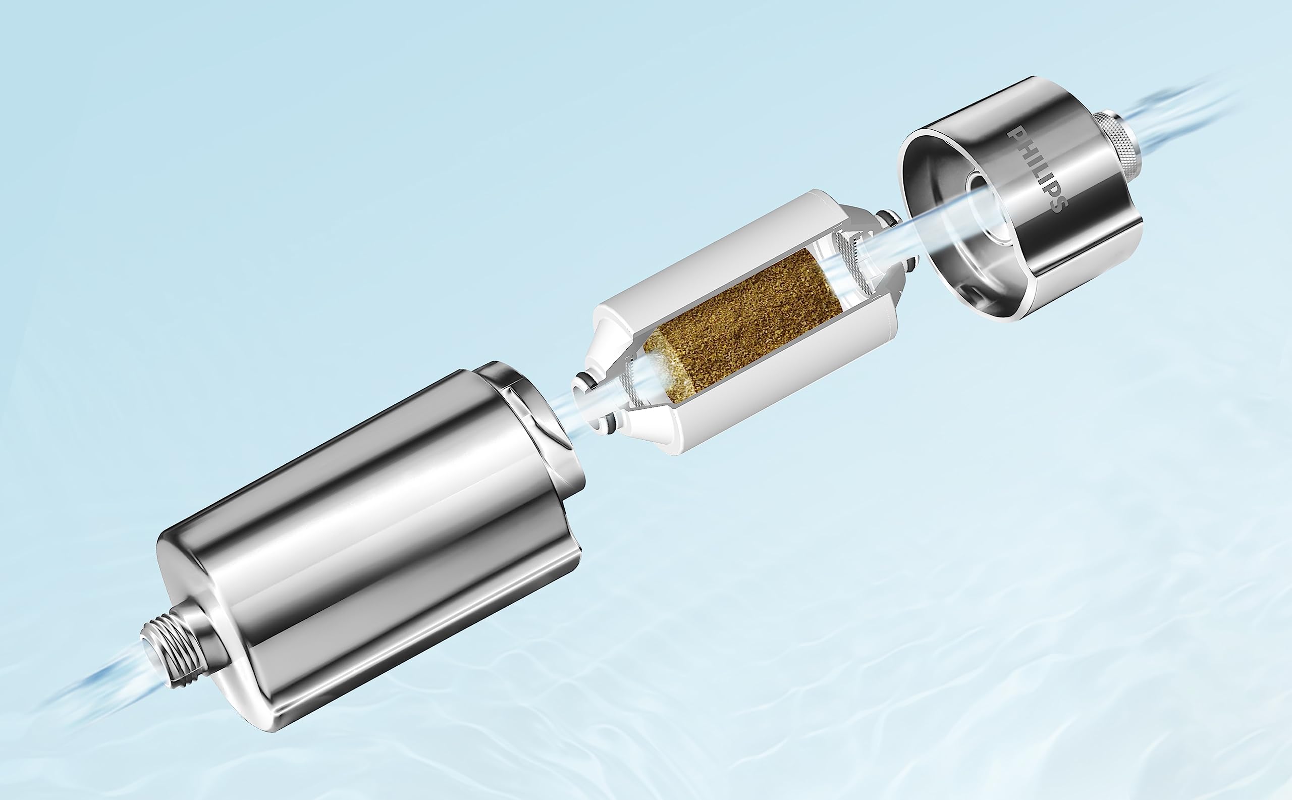 Rust and sediment reduction feature highlighted in Philips filter.