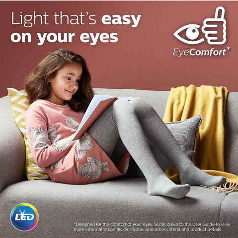 Philips BR30 energy-saving bulb cuts electricity use while keeping brightness.