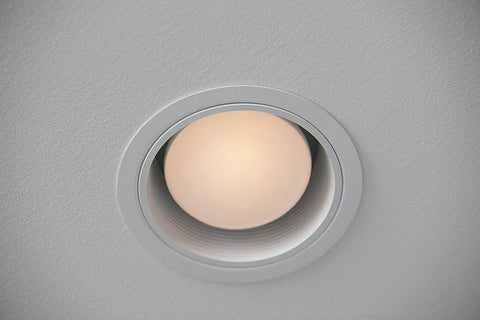 Philips LED dimmable BR30 highlights energy efficiency and extended bulb life.
