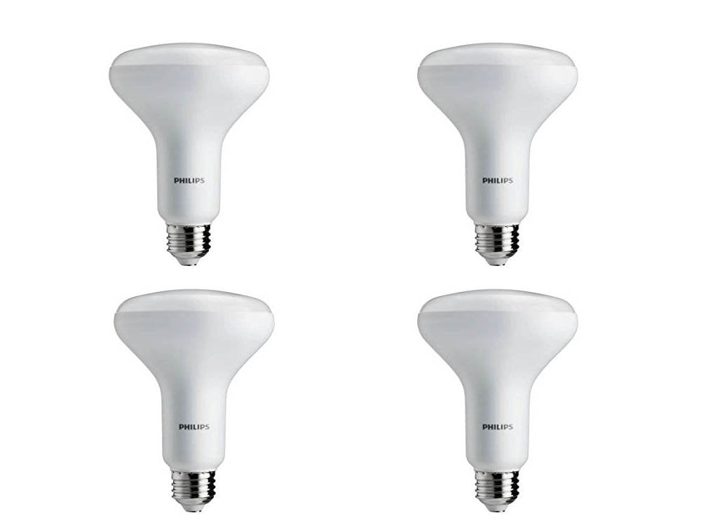 Philips BR30 LED bulb in recessed can light, delivering soft ambient illumination.