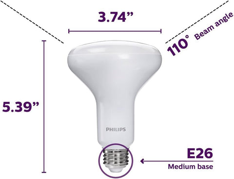 Philips BR30 warm glow dimming provides smooth, flicker-free control for evenings.