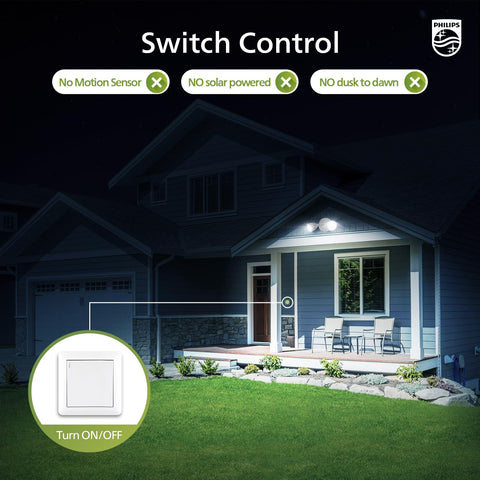 Bright 5000K daylight from Philips for crisp visibility on paths and entrances.