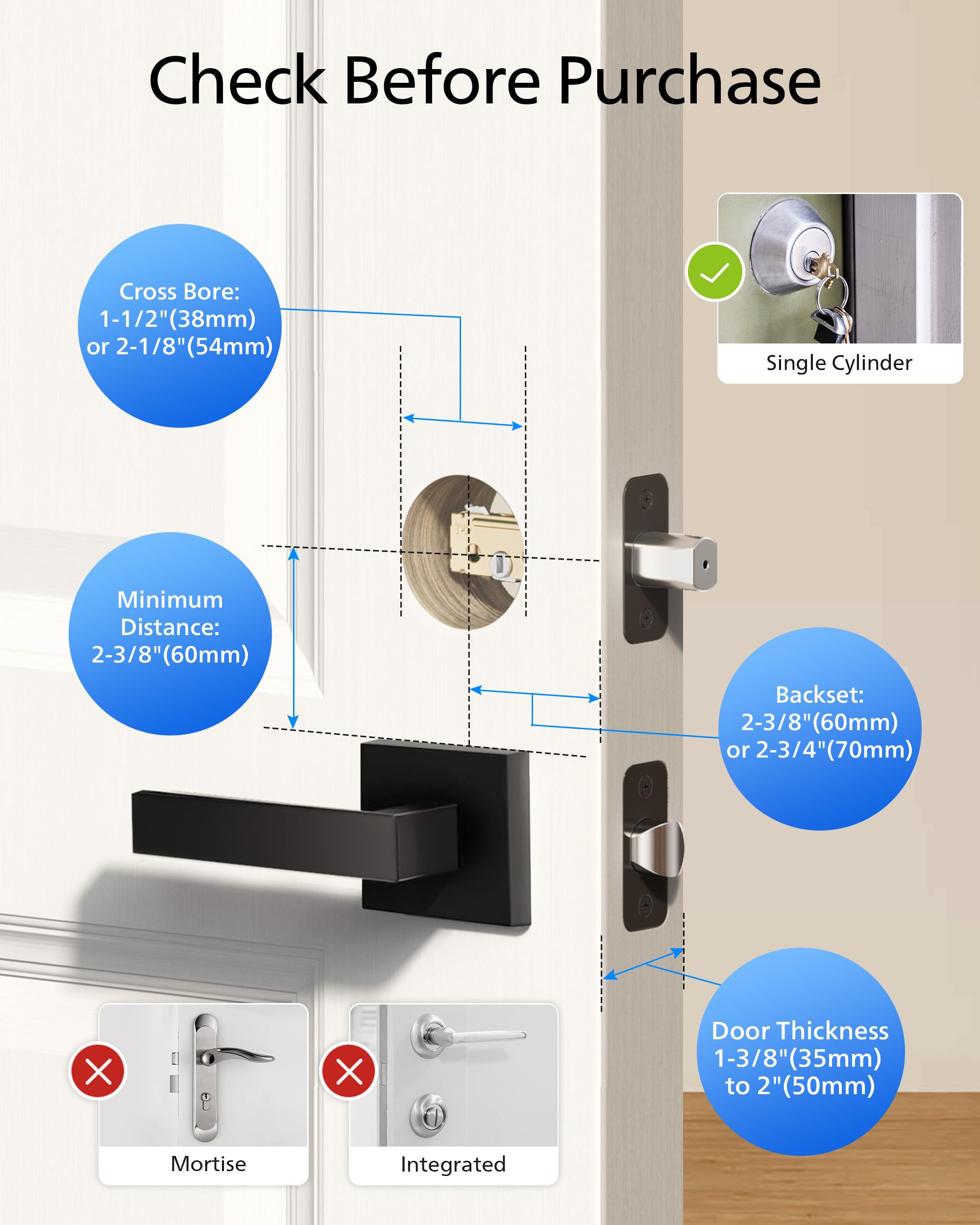 Philips easy install front door lock compatible with standard doors