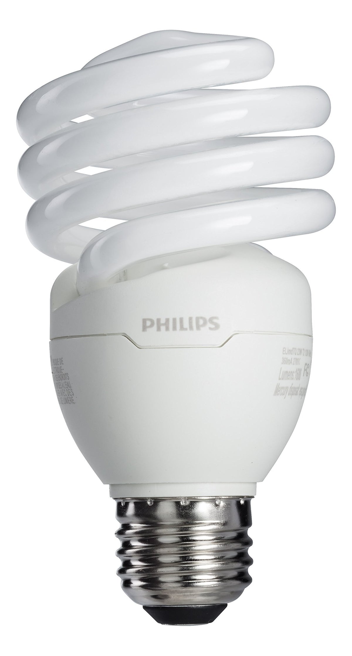 Philips Energy Saver CFL T2 Twister in soft white 2700K, 23W, ideal for cozy spaces