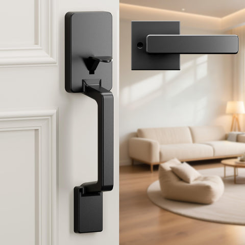 Philips complete front door handle kit offers secure, stylish entry control.