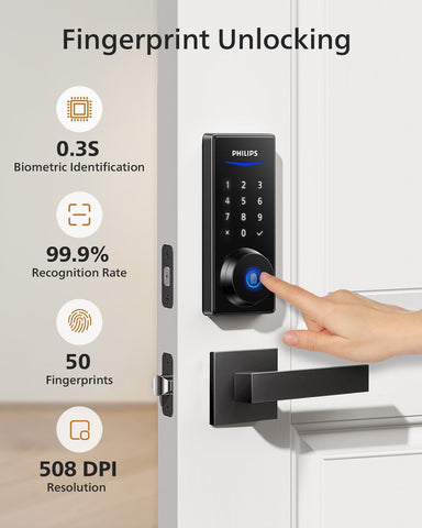 Fingerprint unlock on Philips lock for quick access