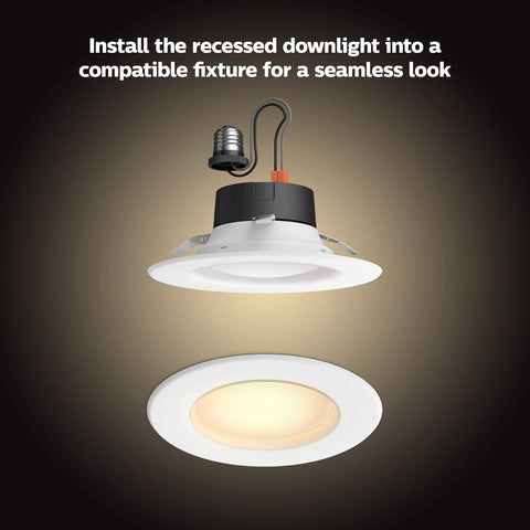Philips Hue 1100lm dimmable LED downlight saves energy with bright, clear light.