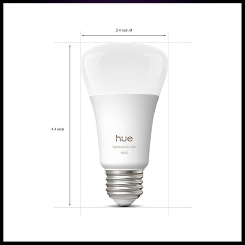 Philips Hue A19 E26 bulbs offering color ambiance for mood lighting.