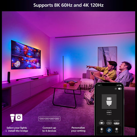 Hue app on mobile for adjusting brightness and scenes