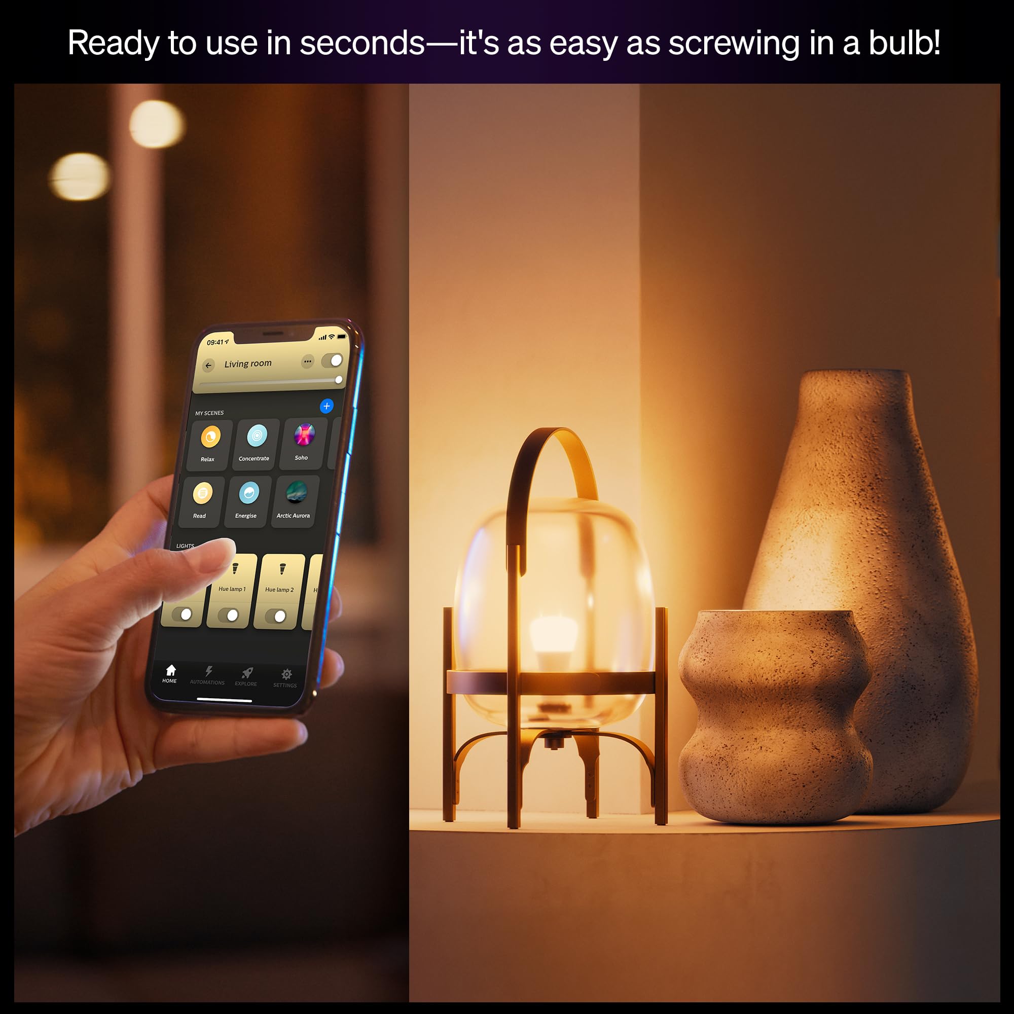 Hue app controlling lighting remotely for convenience