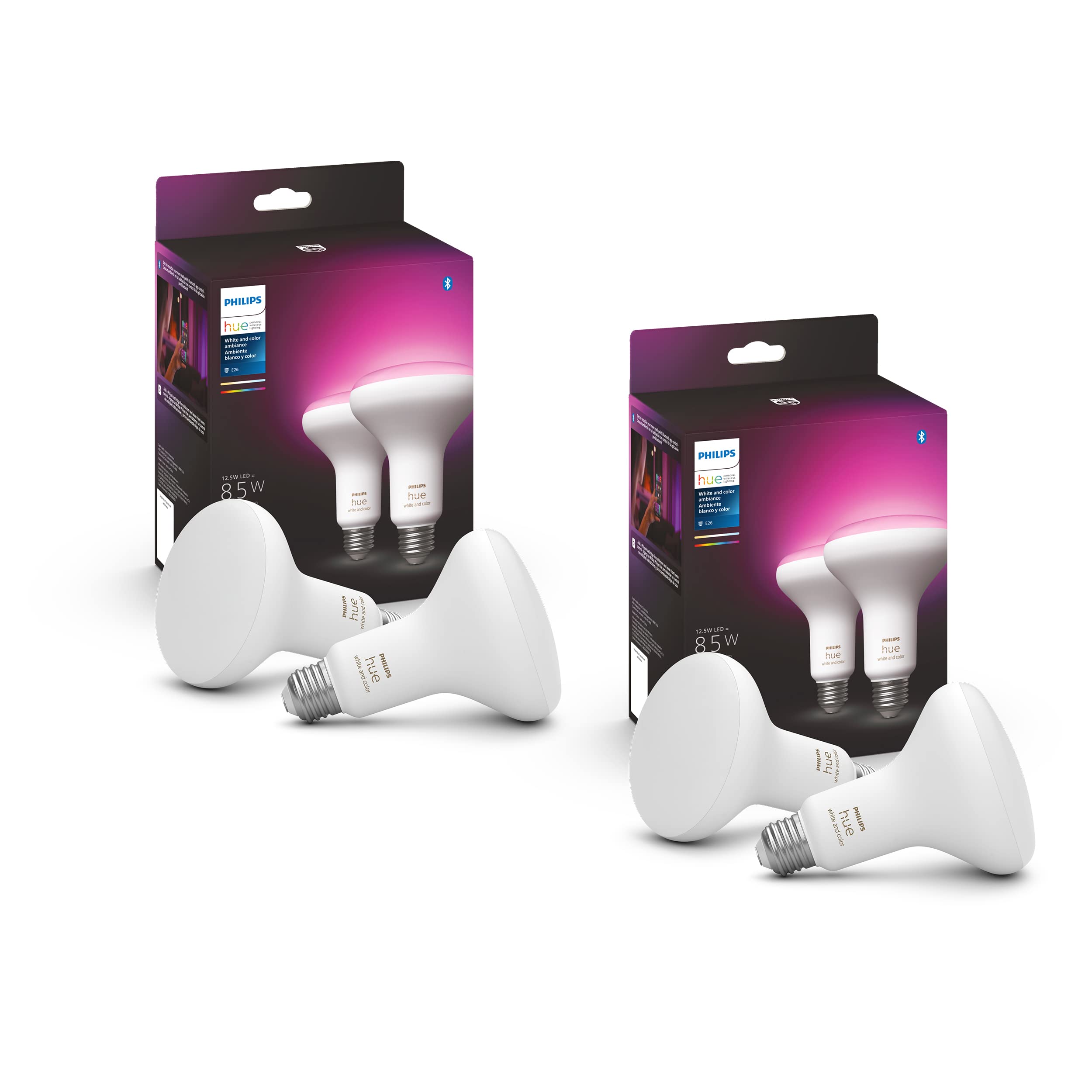 Philips Hue BR30 4-pack for color ambiance lighting in any room.