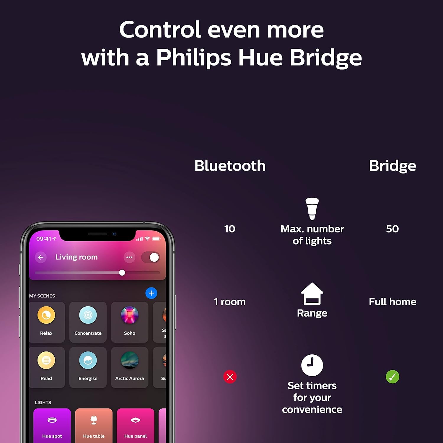 Philips Hue BR30 app-ready lighting for easy control.