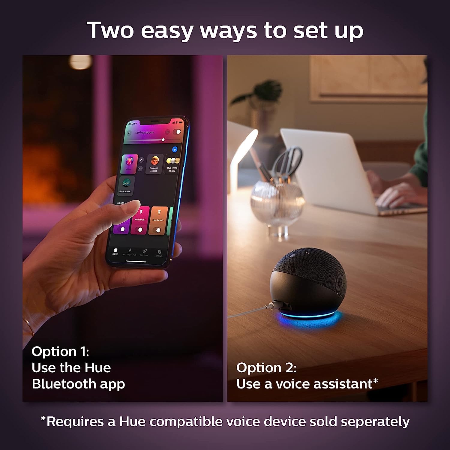 Philips Hue BR30 bridge-optional automation for smart homes.