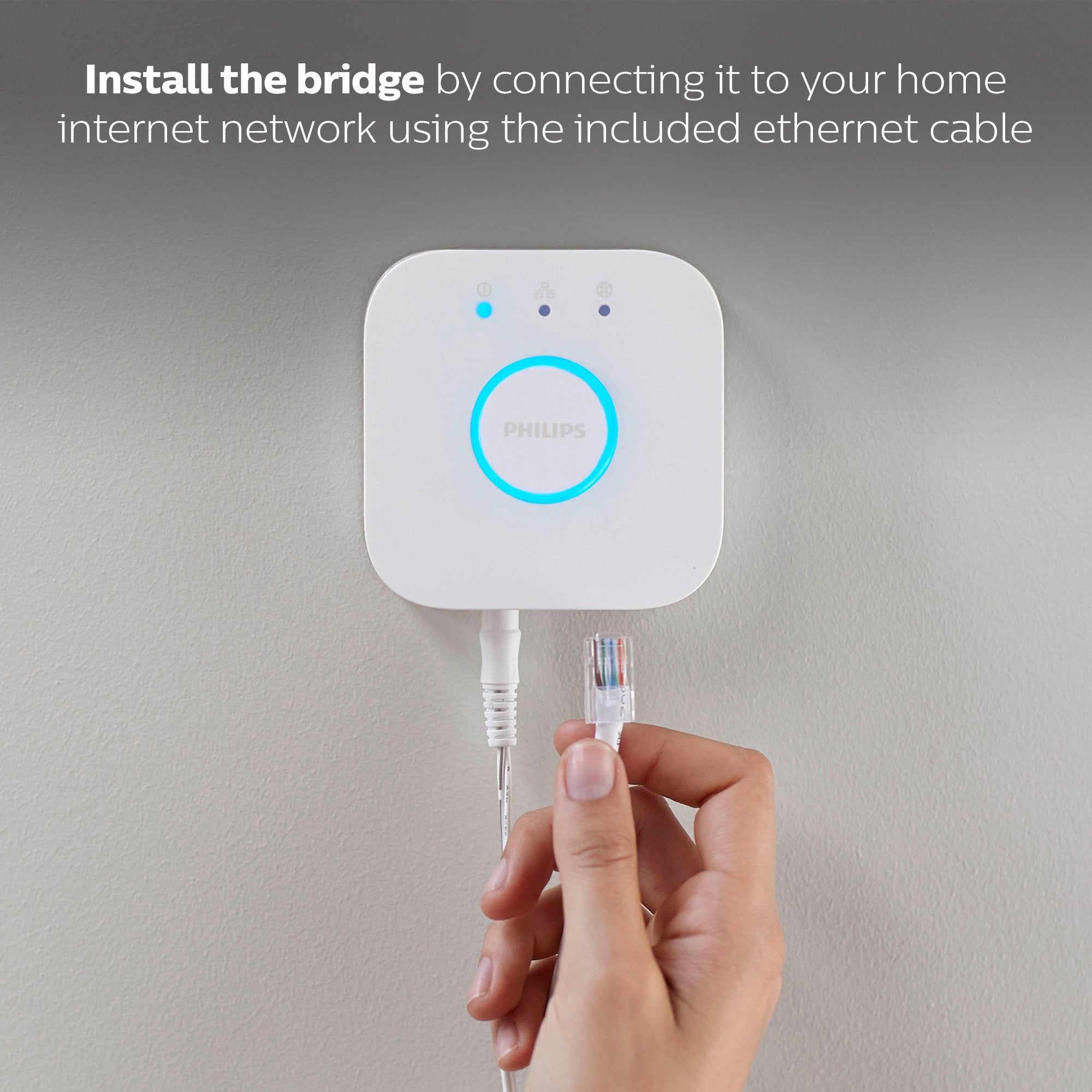 Philips Hue Bridge app setup screen shows simple configuration.