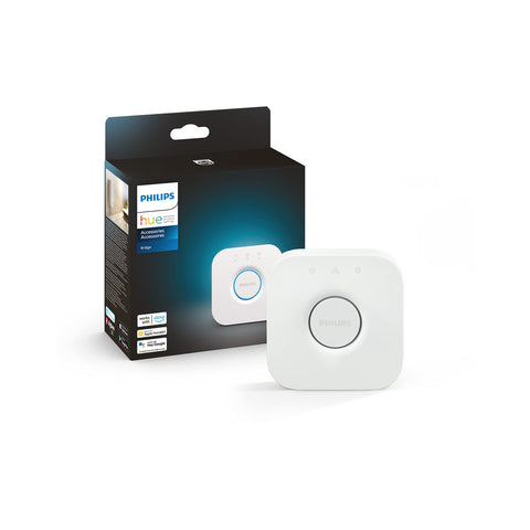 Philips Hue Bridge front view highlights centralized control for your smart lights.
