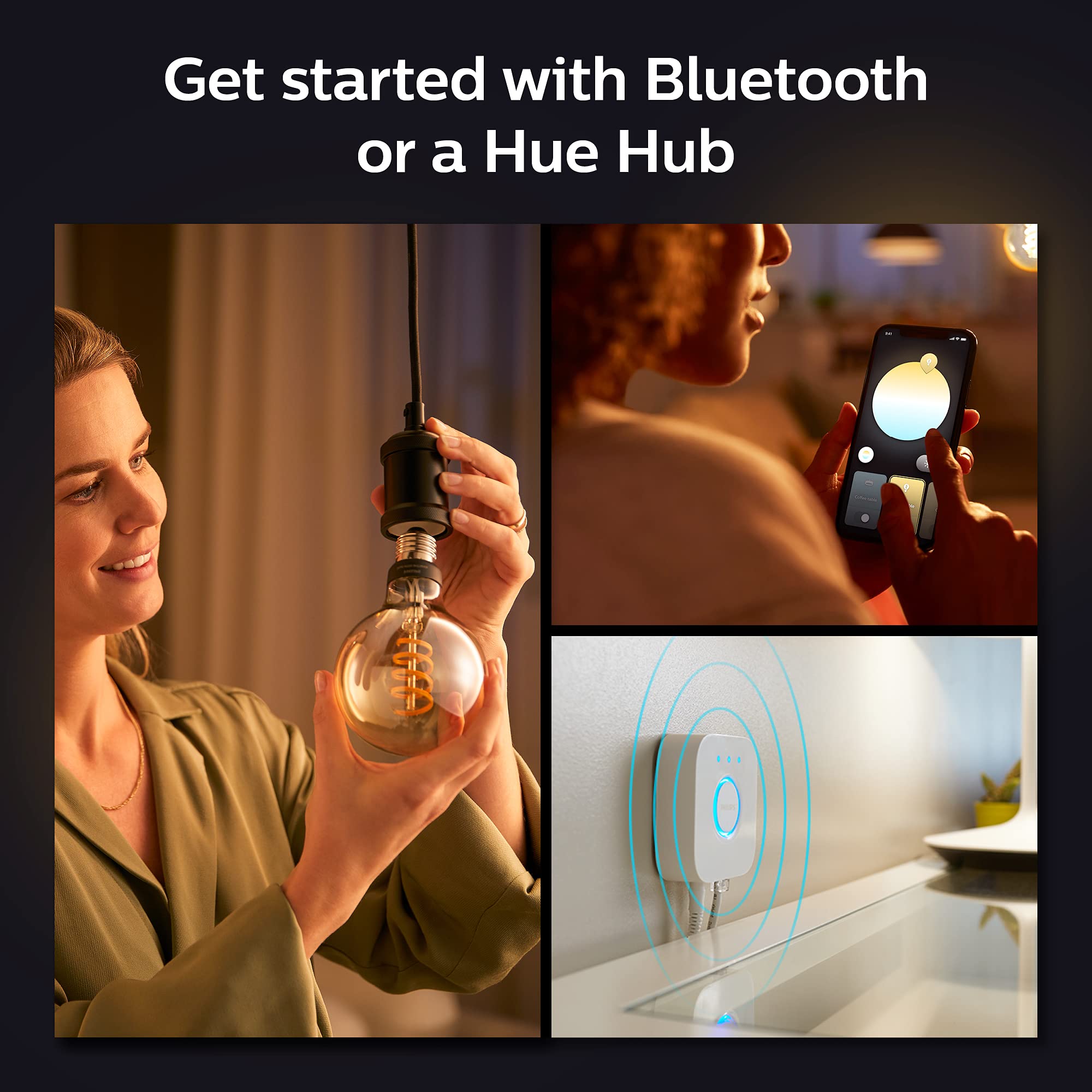 Philips Hue bridge not included image highlighting simple expansion with hub.