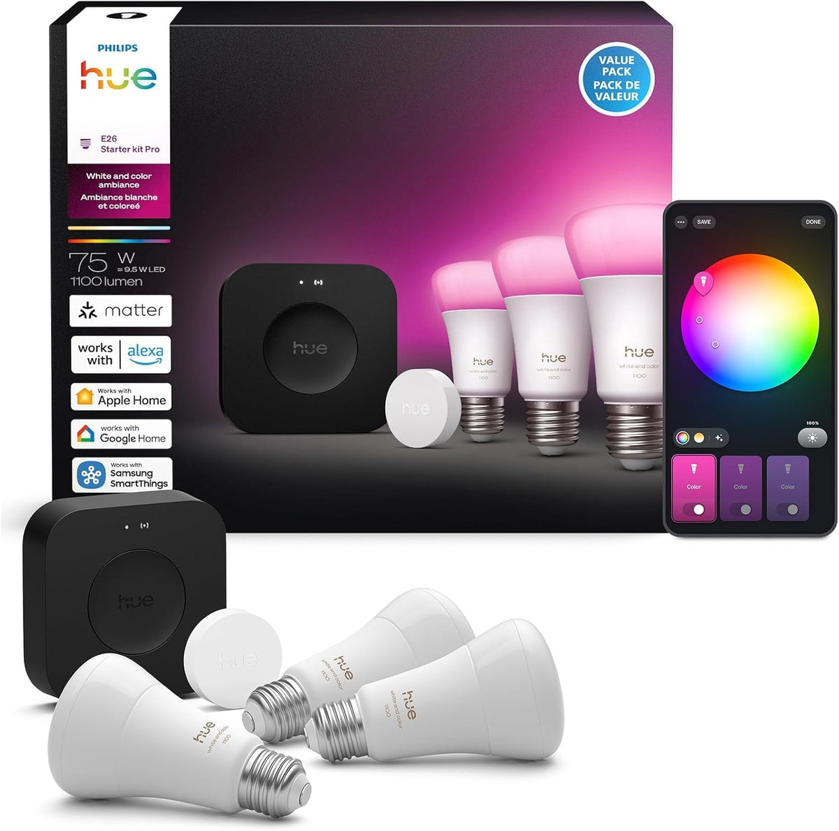 Philips Hue Bridge Pro front view enabling quick setup and reliable control.