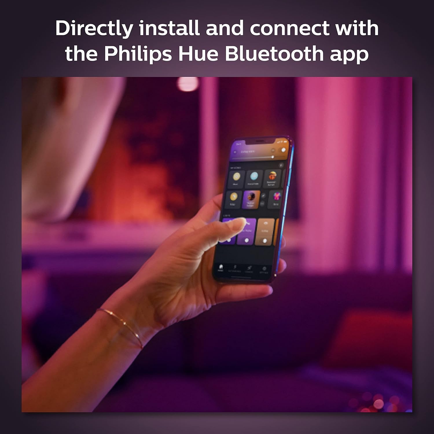 Philips Hue downlight with Bridge enabling automations and remote control.