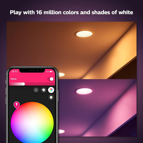 Philips Hue downlight ready for voice control with Alexa and Google Assistant.