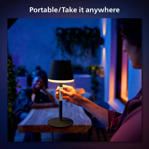 Philips Hue Go displaying up to 48-hour battery life