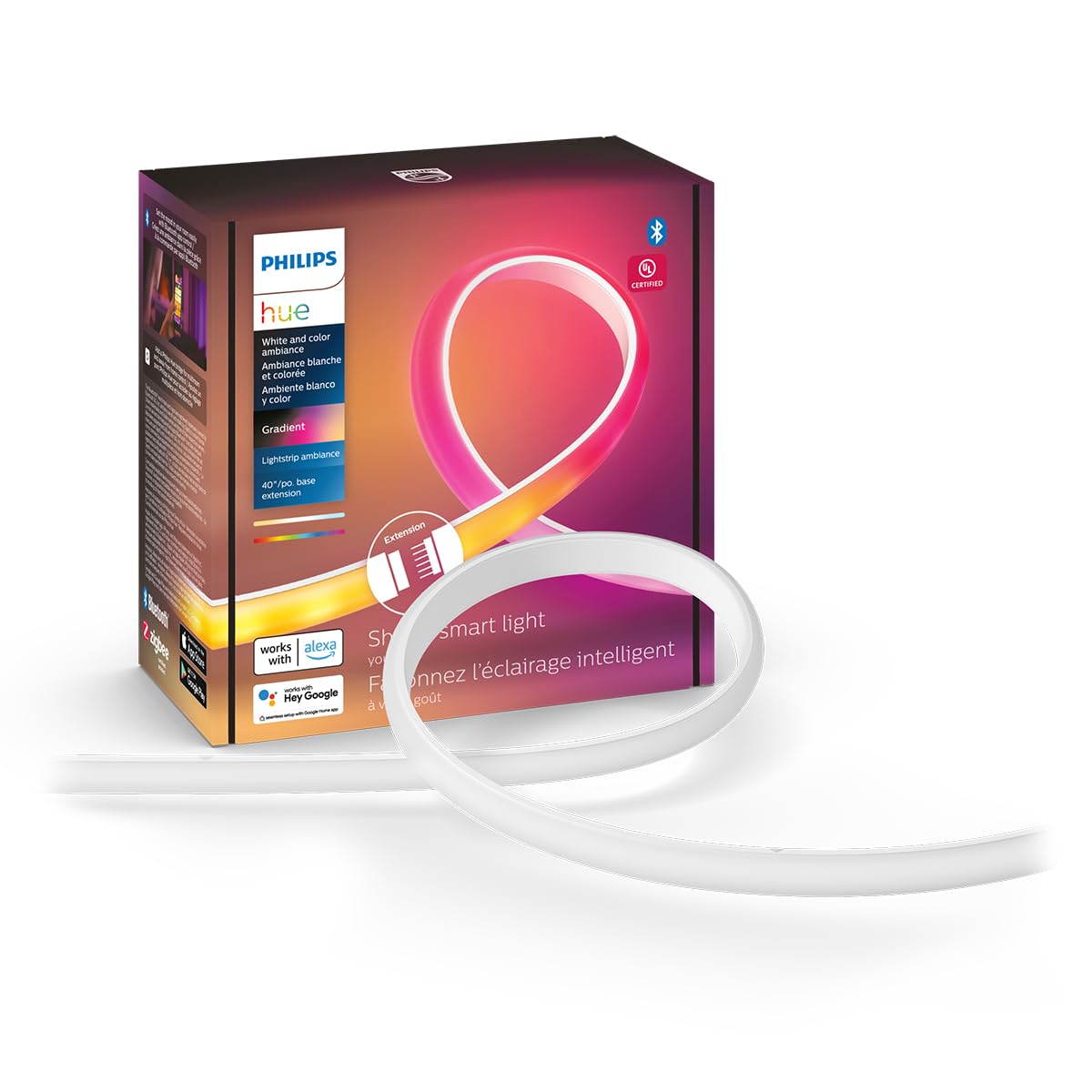 Philips Hue gradient extension 3ft with flowing colors for seamless mood lighting.