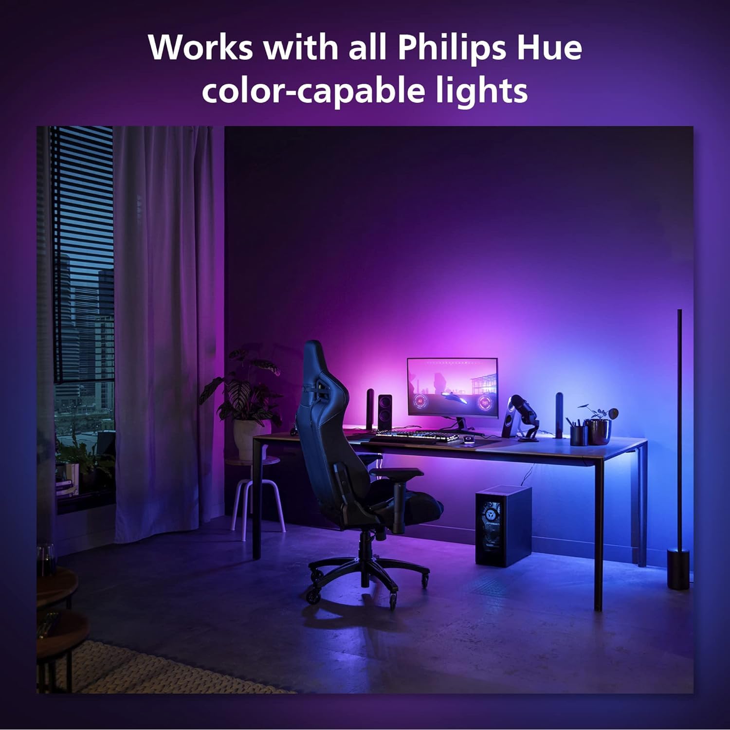 Gaming room ambience enhanced by the Hue gradient lighting setup