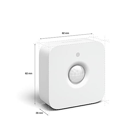 Philips Hue indoor motion sensor battery-powered for flexible placement.