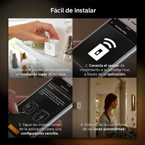 Philips Hue installation-free sensor with easy wall mounting screws included.