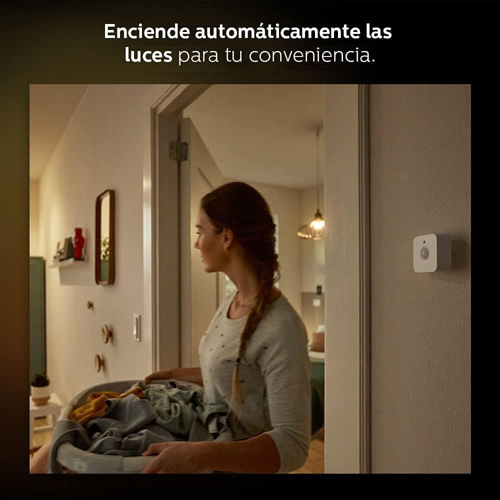 Philips Hue motion sensor night light mode provides gentle overnight illumination.
