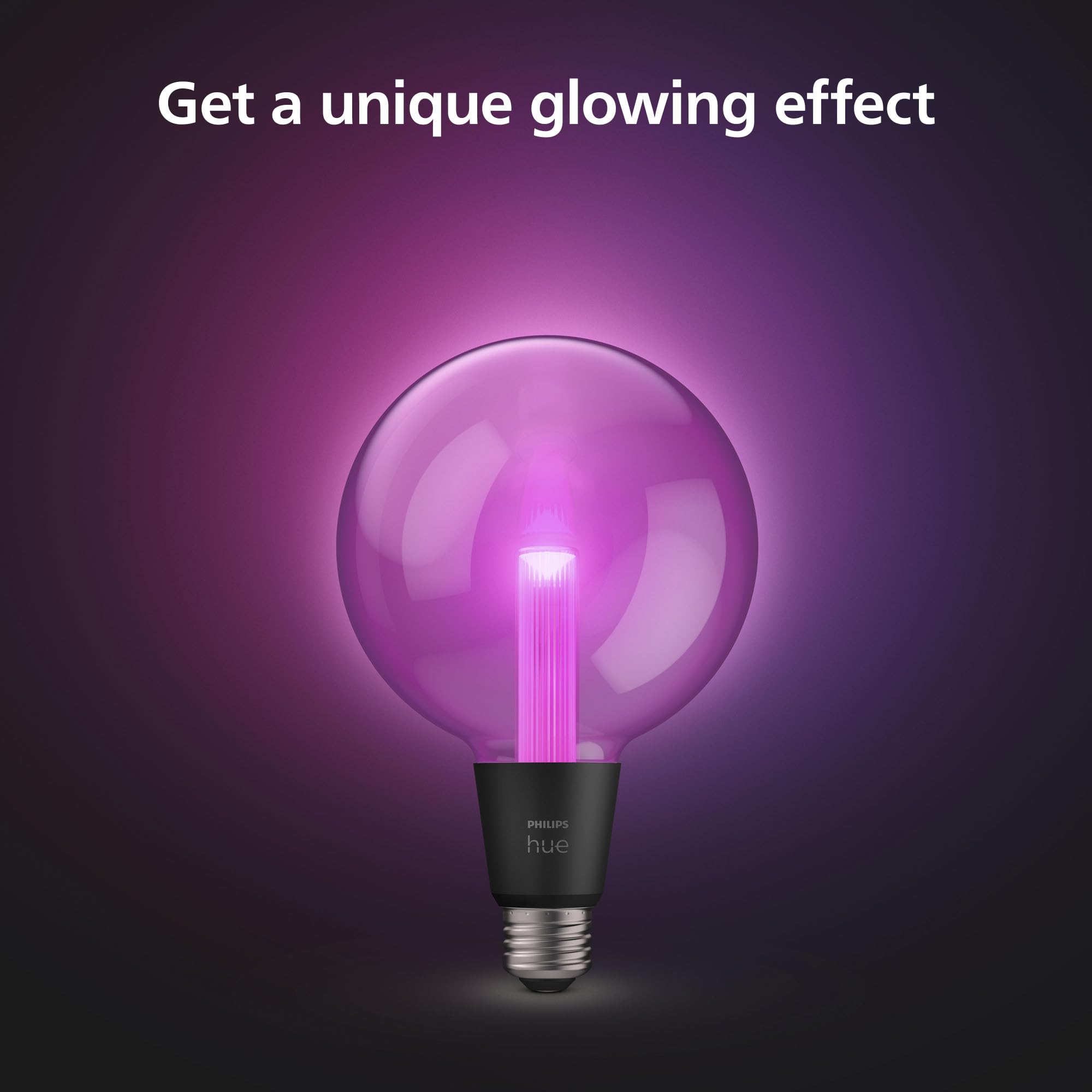 Philips Hue Lightguide G40 large globe glass detail showing the unique inner tube for premium display lighting.