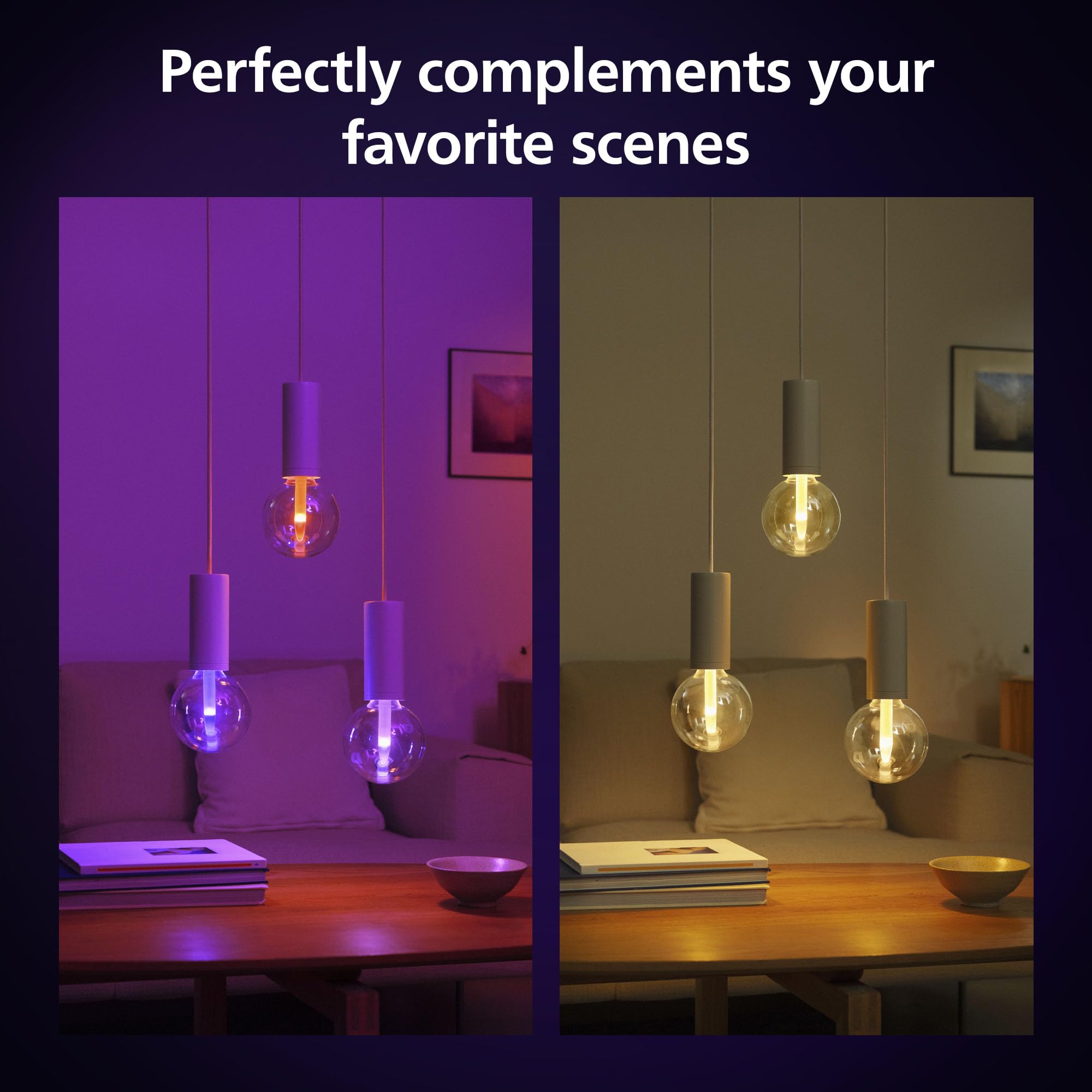 Philips Hue Lightguide G40 ellipse bulb provides soft ambient lighting for cozy corners.