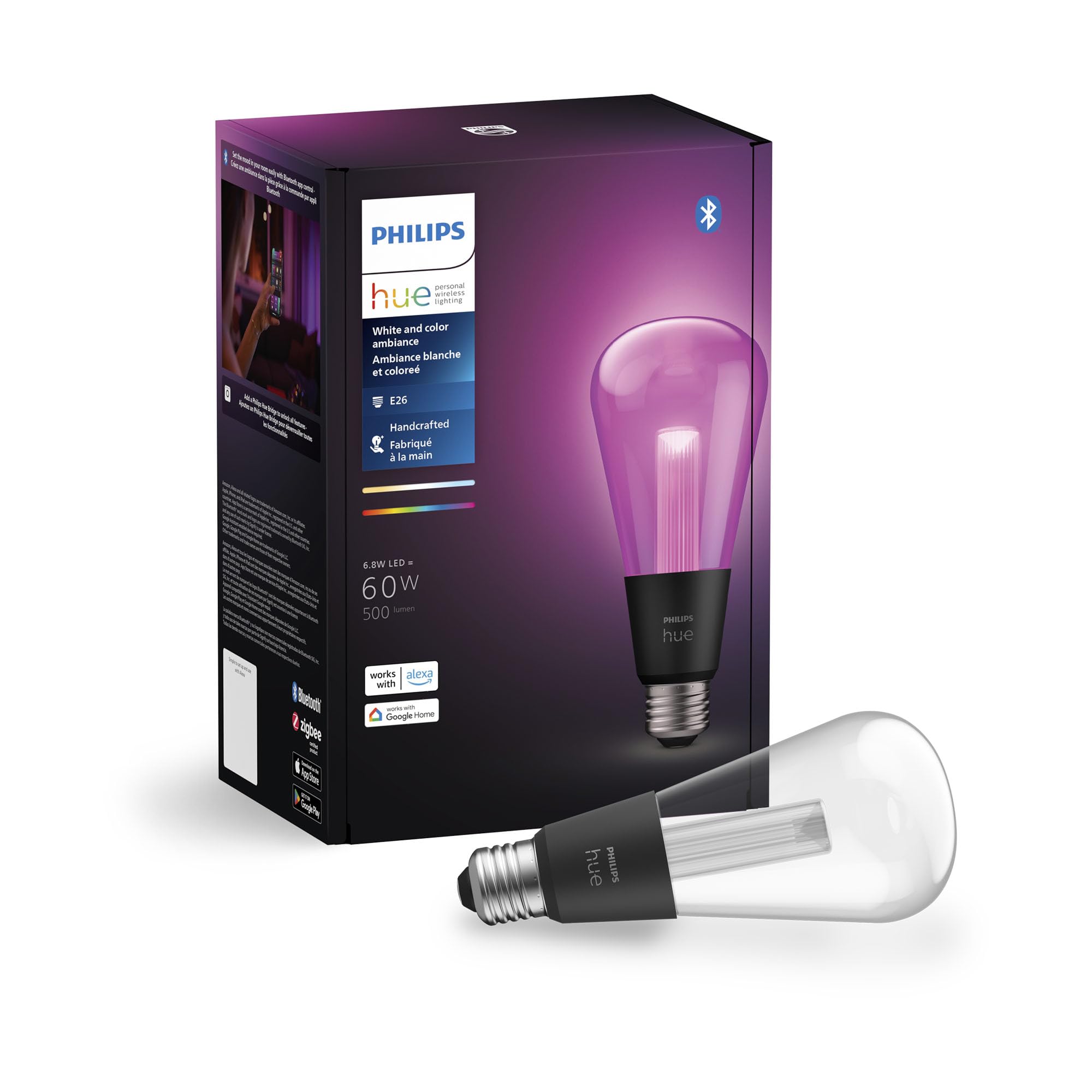 Philips Hue Lightguide ST23 Edison bulb in a stylish living room setting