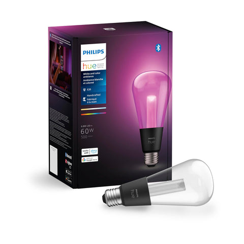 Philips Hue Lightguide ST23 Edison bulb in a stylish living room setting