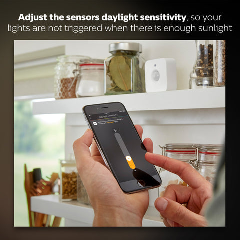Philips Hue Motion Sensor night mode with warm, subtle lighting
