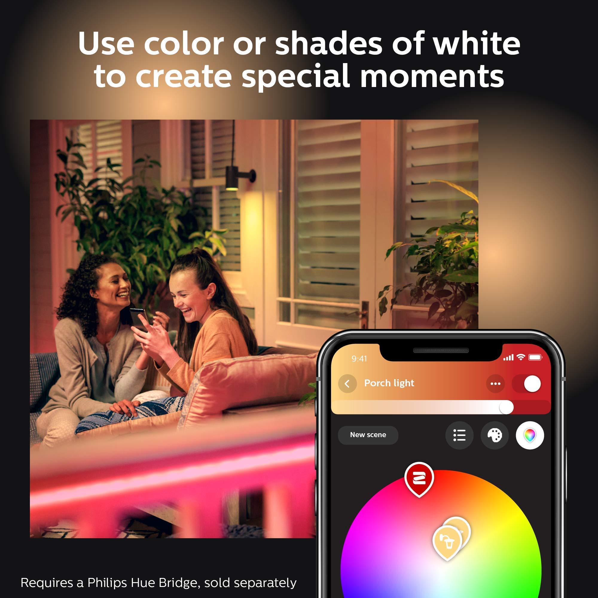 Philips Hue Outdoor Lightstrip water jet resistant withstands outdoor water spray.